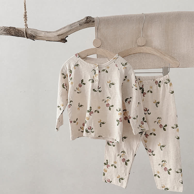 Toddler Baby Beige/Gray Cozy Pajama 2-piece Set - Beige Radish - 6-7T - image 2