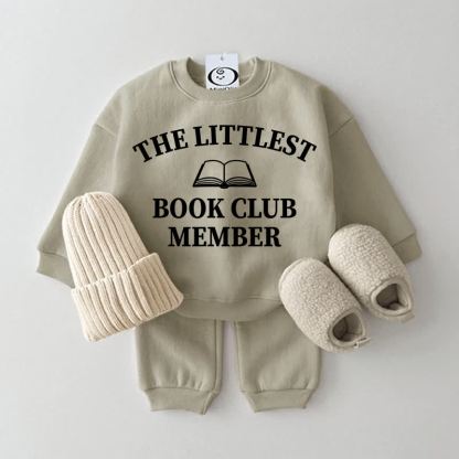 THE LITTLEST BOOK CLUB MEMBER Baby Grey Green Sweatshirt 2-piece Set - Grey Green - 2-3T - image 1