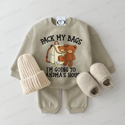 PACK MY BAGS I'M GOING TO GRANDMA'S HOUSE Baby 2-piece Set - Grey Green - 2-3T - image 1