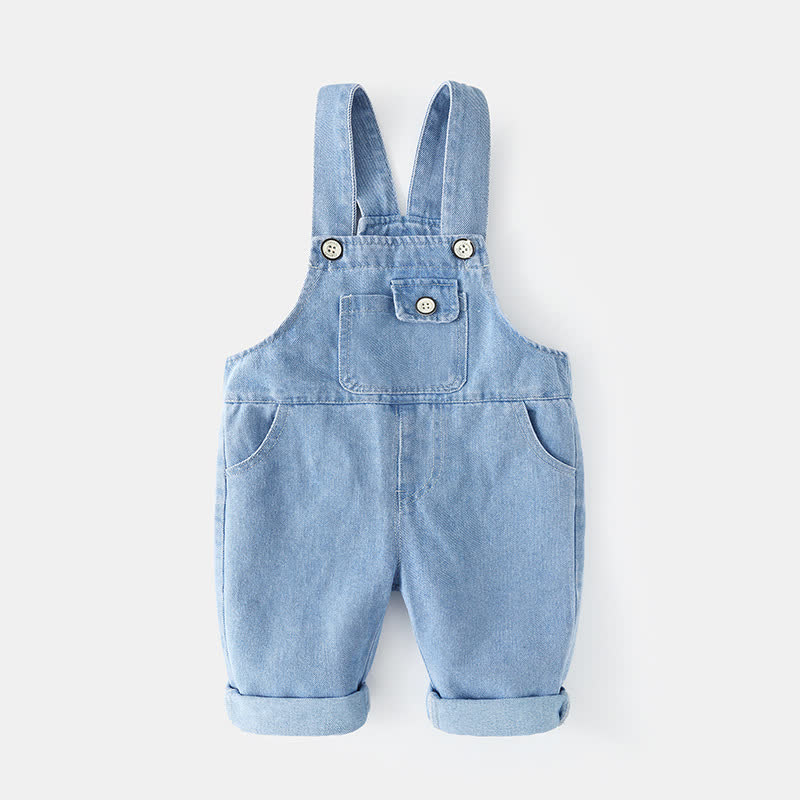 Baby Toddler Blue Denim Cuffed Overalls - Blue - 3-4T - image 1