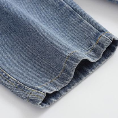 Toddler Baby Blue Bear Pocket Denim Rolled Hem Overalls - image 7
