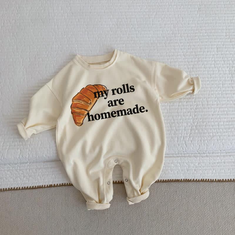 MY ROLLS ARE HOMEMADE. Baby Toddler Croissant Beige Romper - Beige - 2-3T - image 1