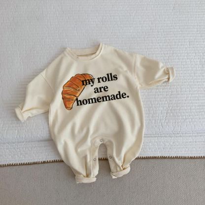 MY ROLLS ARE HOMEMADE. Baby Toddler Croissant Beige Romper - Beige - 2-3T - image 1