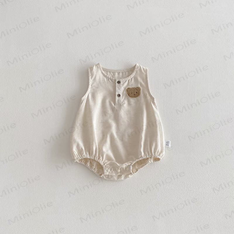 Baby Sleeveless Bear Bodysuit - Beige - 18-24M - image 5