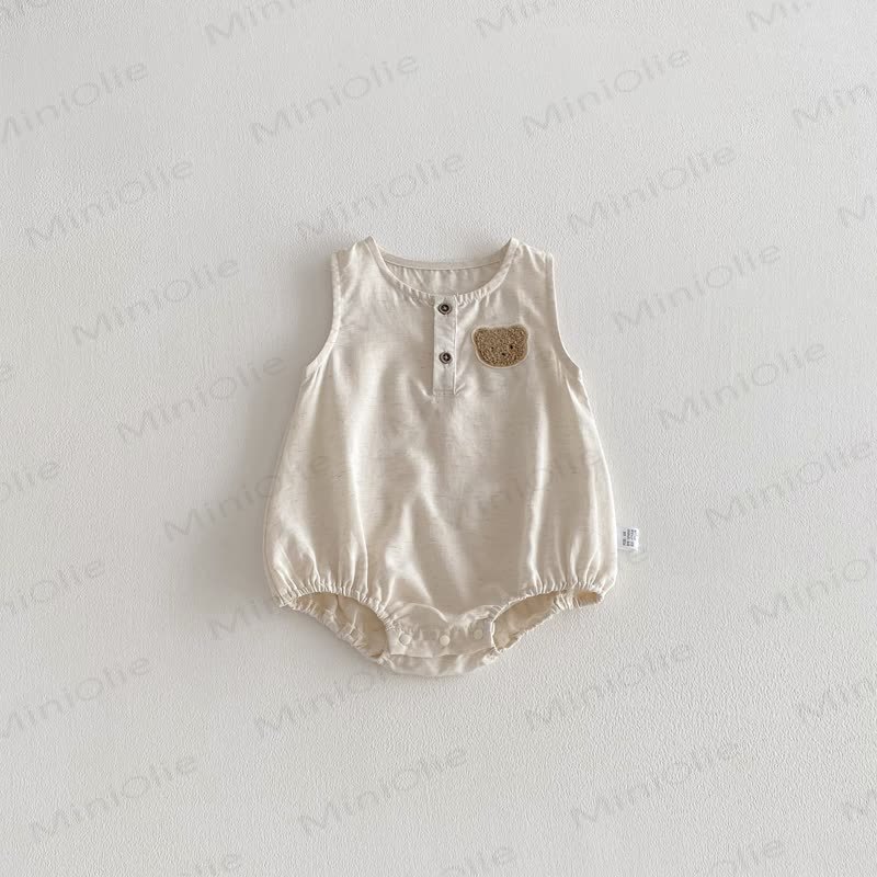 Baby Sleeveless Bear Bodysuit - Beige - 18-24M - image 5