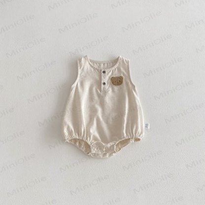 Baby Sleeveless Bear Bodysuit - Beige - 18-24M - image 5