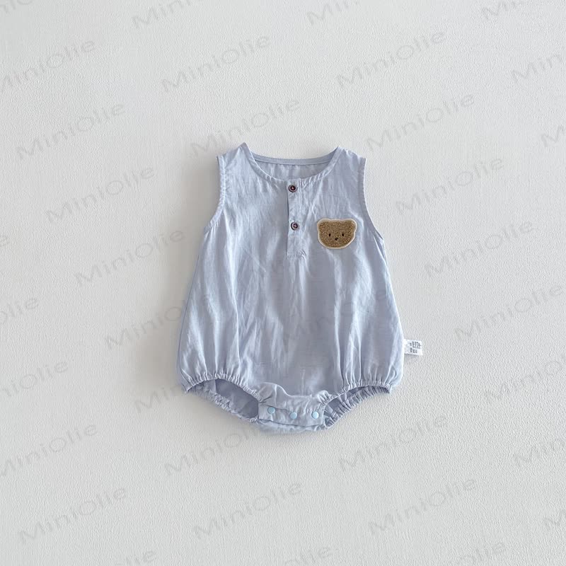 Baby Sleeveless Bear Bodysuit - Blue - 18-24M - image 8