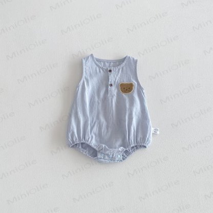 Baby Sleeveless Bear Bodysuit - Blue - 18-24M - image 8