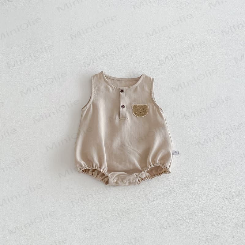 Baby Sleeveless Bear Bodysuit - Khaki - 18-24M - image 15