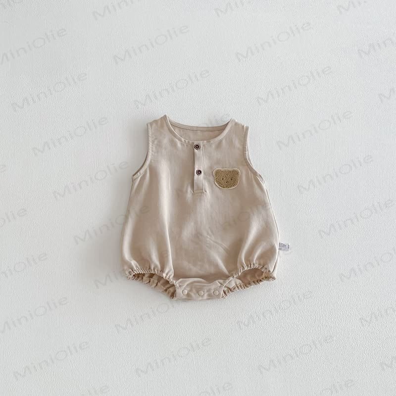 Baby Sleeveless Bear Bodysuit - Khaki - 18-24M - image 15