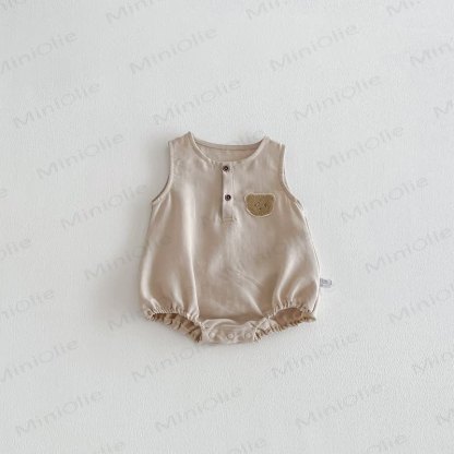 Baby Sleeveless Bear Bodysuit - Khaki - 18-24M - image 15