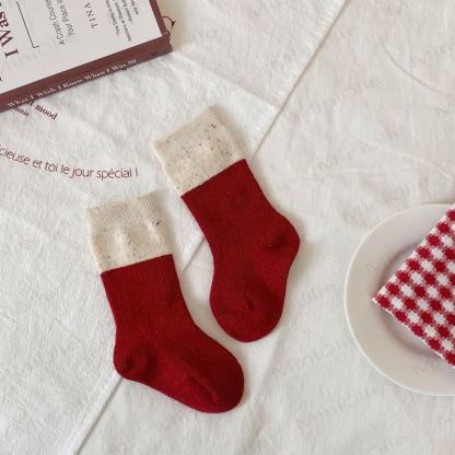 Baby Toddler Red Striped/Bow Socks - Beige&Red - 1-3T - image 6