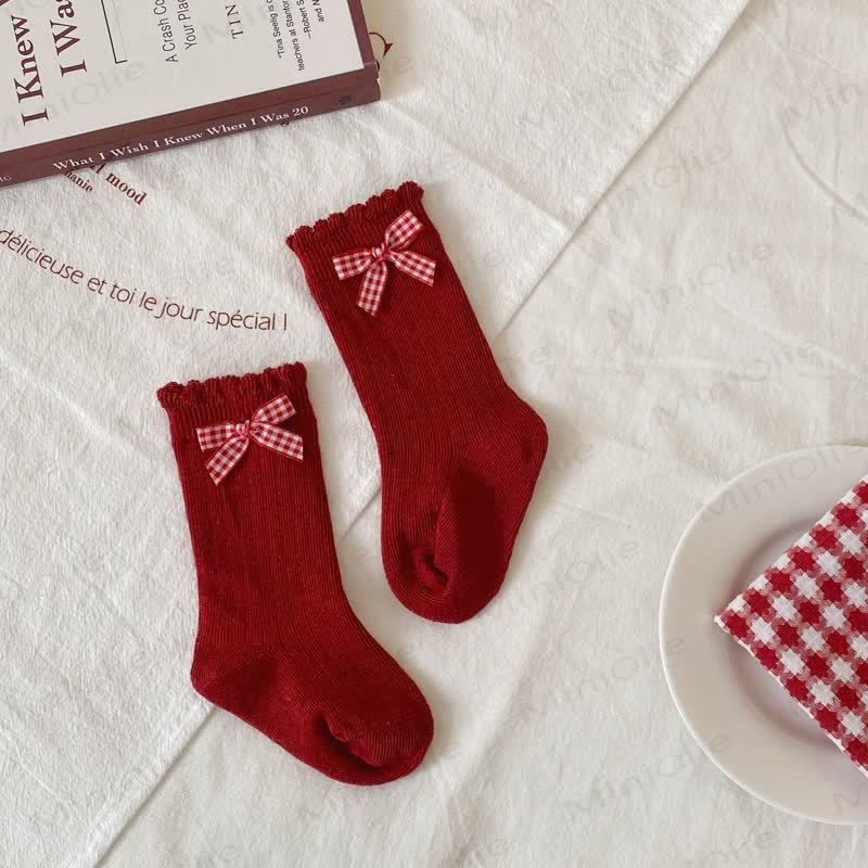 Baby Toddler Red Striped/Bow Socks - Bow - 1-3T - image 7