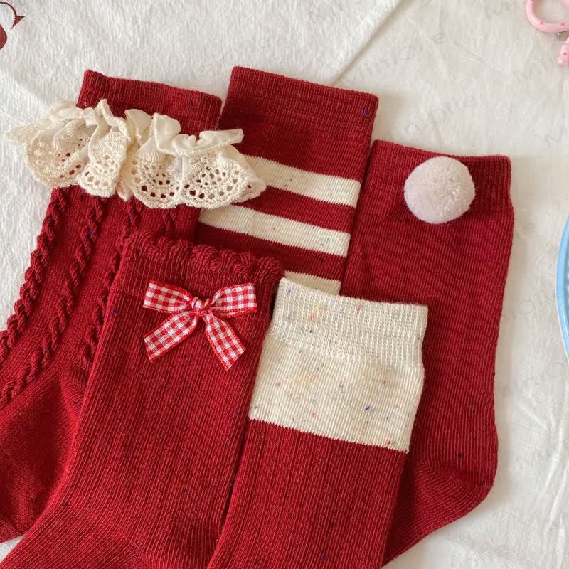 Baby Toddler Red Striped/Bow Socks - image 11