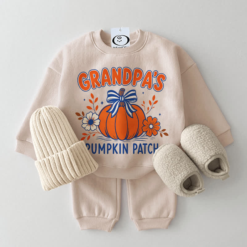 GRANDPA'S PUMPKIN PATCH Baby Beige Sweatshirt 2-piece Set - Beige - 2-3T - image 1