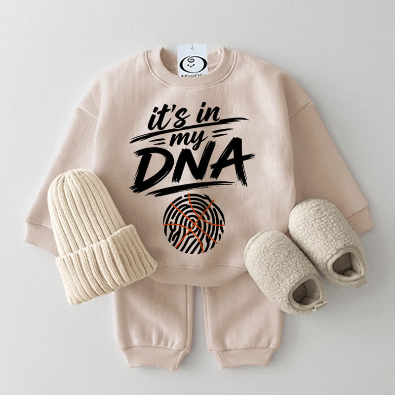IT'S IN MY DNA Baby Basketball Beige Sweatshirt 2-piece Set - Beige - 2-3T - image 1