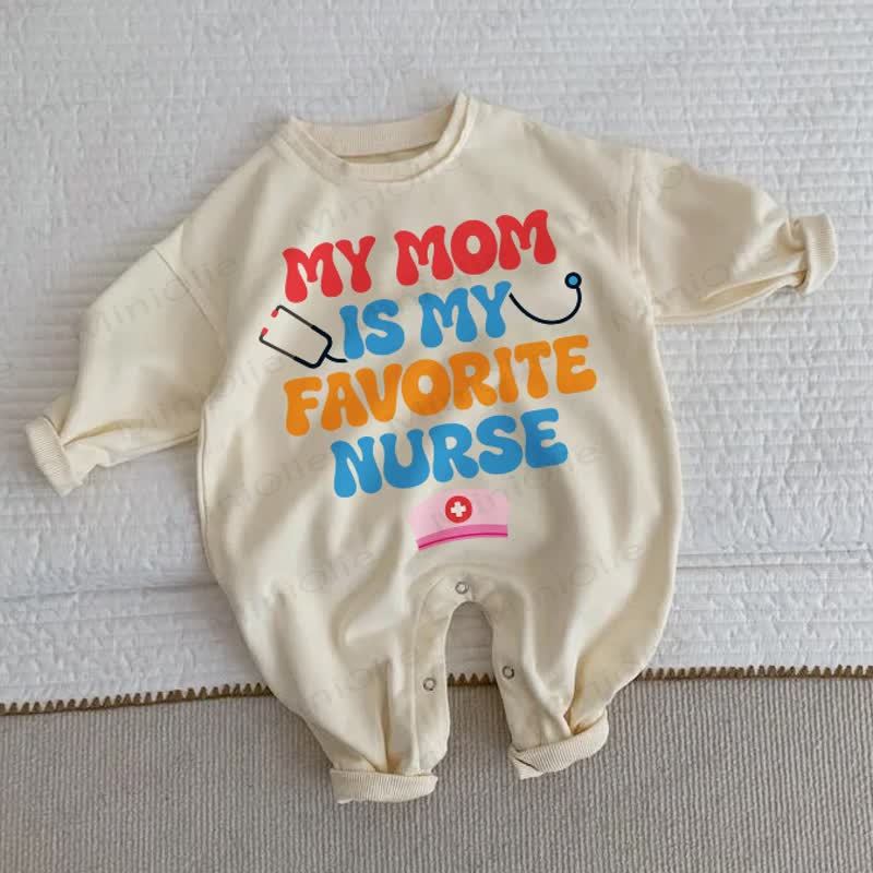 MY MOM IS MY FAVORITE NURSE Baby Toddler Beige Romper - Beige - 2-3T - image 1