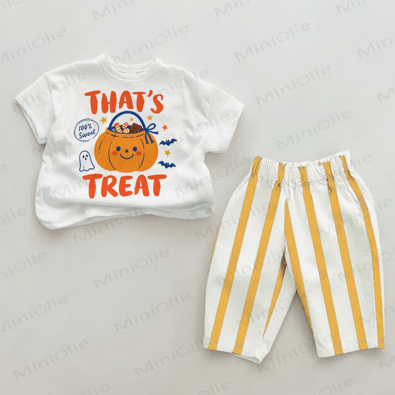THAT'S TREAT 100% SWEET Baby White&Yellow Vertical Striped 2-piece Set - White&Yellow - 2-3T - image 1