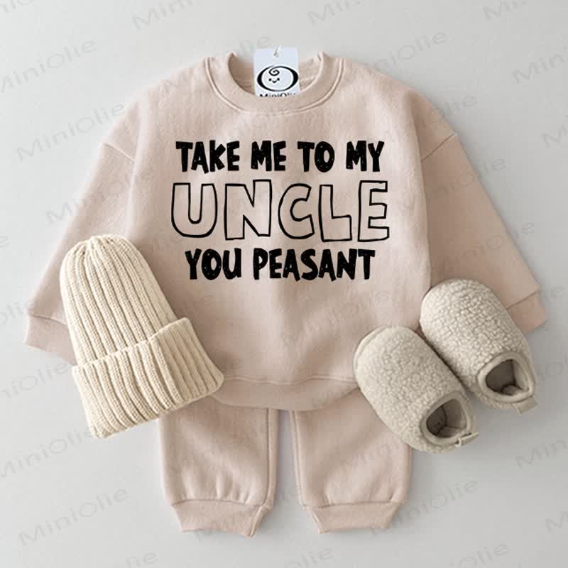 TAKE ME TO MY UNCLE YOU PEASANT Baby 2-piece Beige Set - Beige - 2-3T - image 1