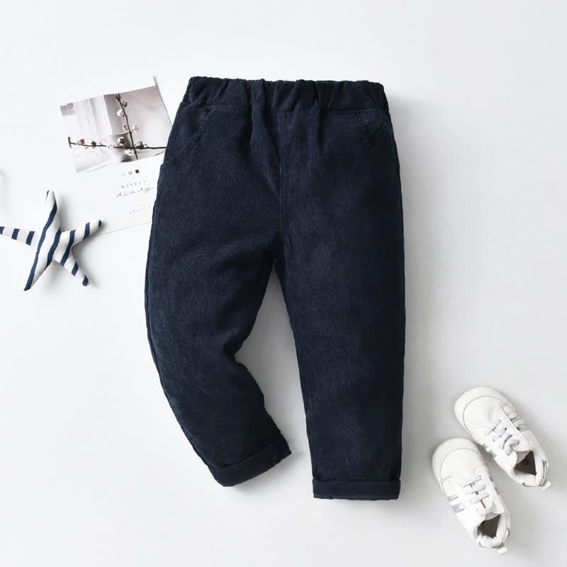 Baby Toddler Boy Solid Color Pants - Corduroy Navy - 8-9T - image 13