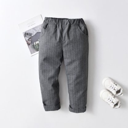 Baby Toddler Boy Solid Color Pants - Gray Stripe - 8-9T - image 14