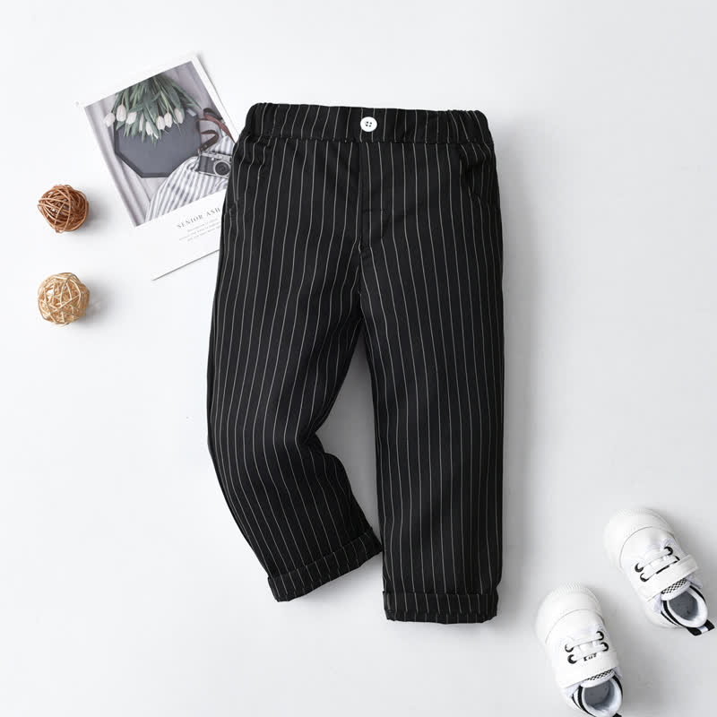 Baby Toddler Boy Solid Color Pants - Black Thin Stripe - 8-9T - image 15