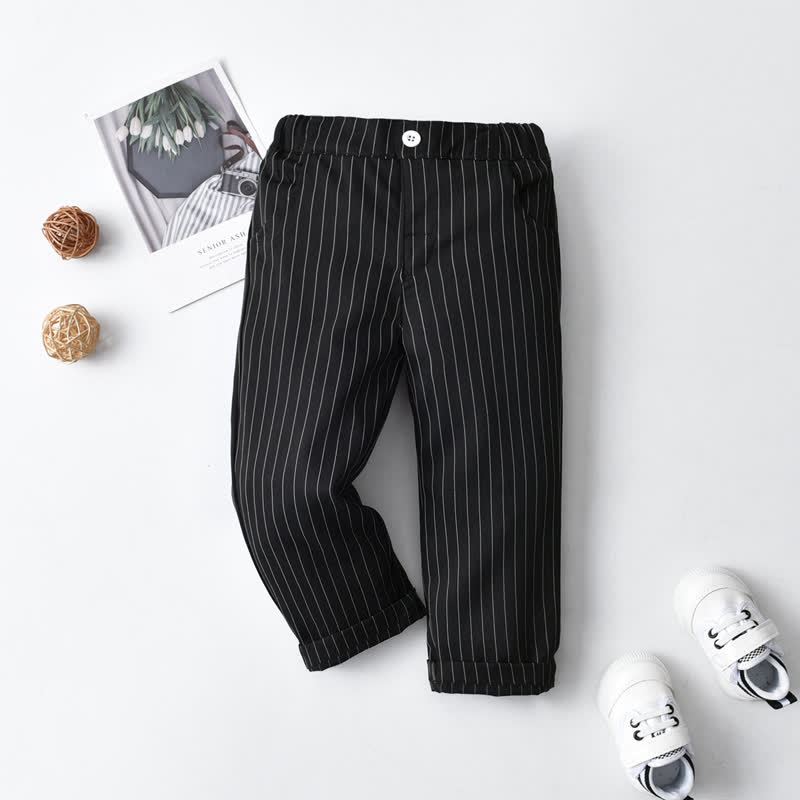 Baby Toddler Boy Solid Color Pants - Black Thin Stripe - 8-9T - image 15
