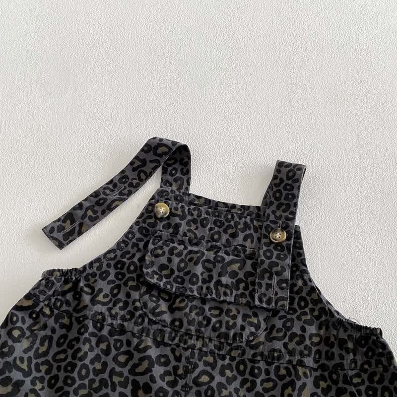 Baby Toddler Gray Sleeveless Leopard Print Overalls 2-piece Set - image 7