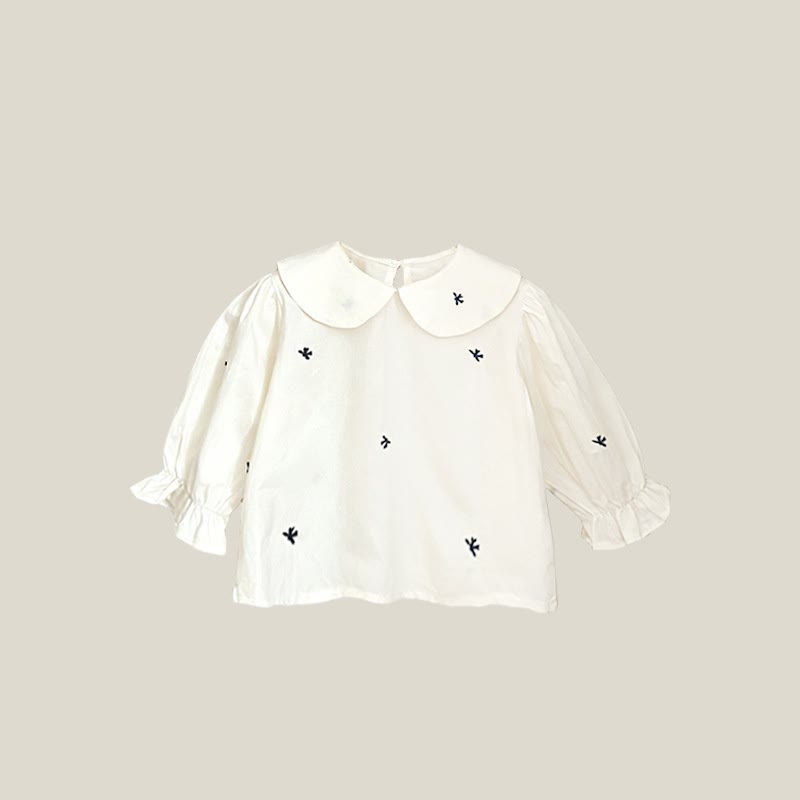 Toddler Baby Girls White Long Sleeve Top or Gingham Pinafore - White Top - 4-5T - image 2