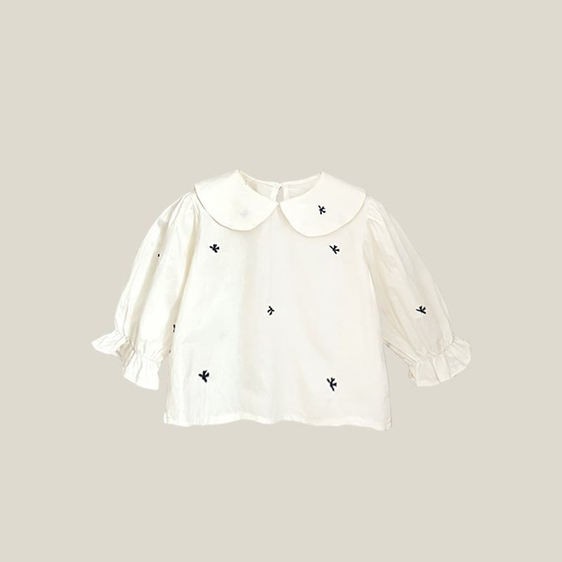 Toddler Baby Girls White Long Sleeve Top or Gingham Pinafore - White Top - 4-5T - image 2