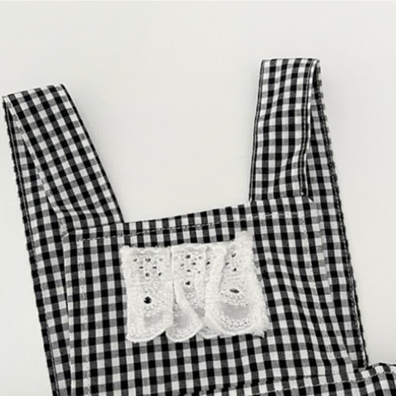 Toddler Baby Girls White Long Sleeve Top or Gingham Pinafore - image 6