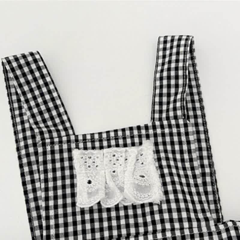 Toddler Baby Girls White Long Sleeve Top or Gingham Pinafore - image 6
