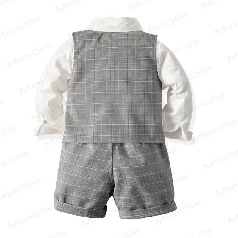 Toddler Baby Boys Gray Plaid Vest 4-piece Set - image 2