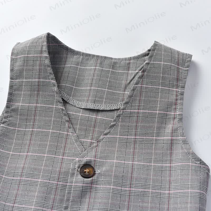 Toddler Baby Boys Gray Plaid Vest 4-piece Set - image 7