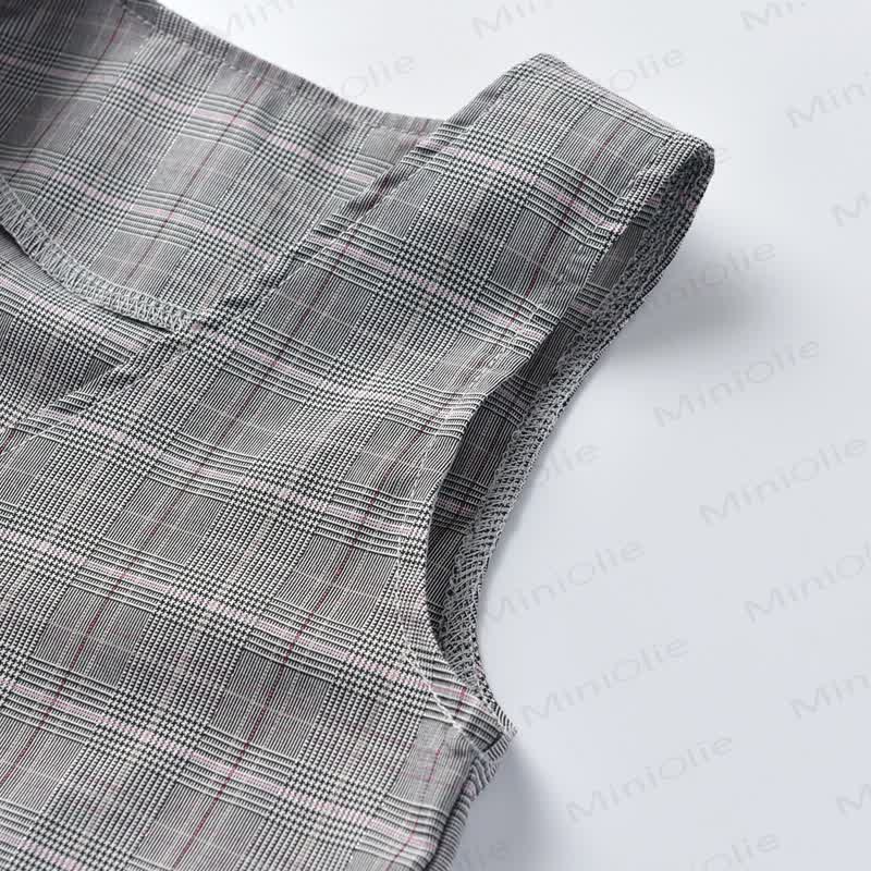 Toddler Baby Boys Gray Plaid Vest 4-piece Set - image 8