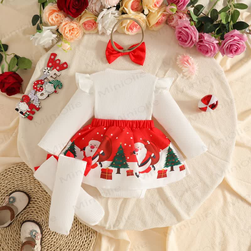 MERRY CHRISTMAS Baby Skirted Bodysuit Headband and Socks - image 10