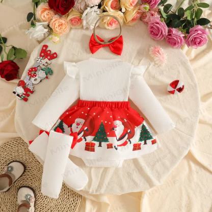 MERRY CHRISTMAS Baby Skirted Bodysuit Headband and Socks - image 10