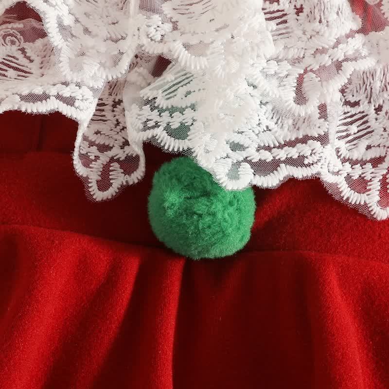 Baby Girl Velvet Lace Ruffle PompomBodysuit - image 7