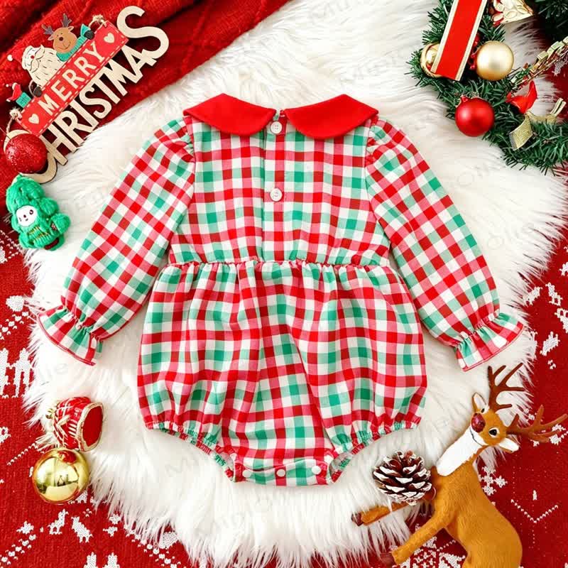 Baby Christmas Gingham Smocked Bodysuit - image 2