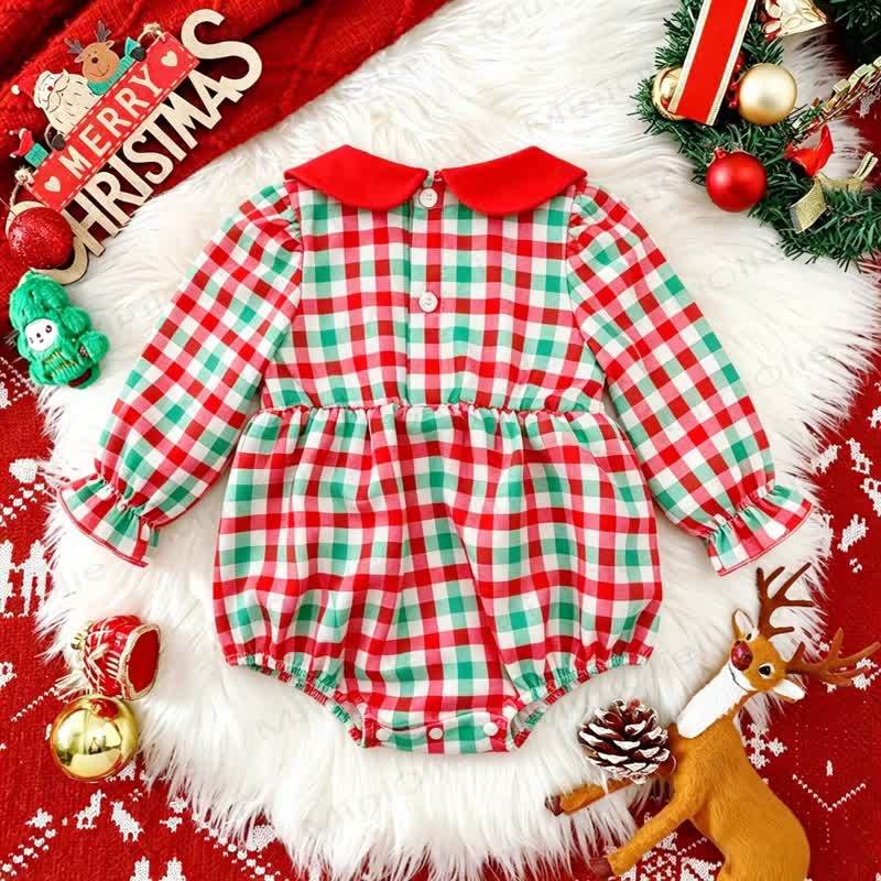 Baby Christmas Gingham Smocked Bodysuit - image 2