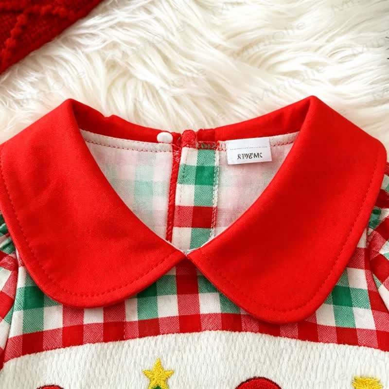 Baby Christmas Gingham Smocked Bodysuit - image 3