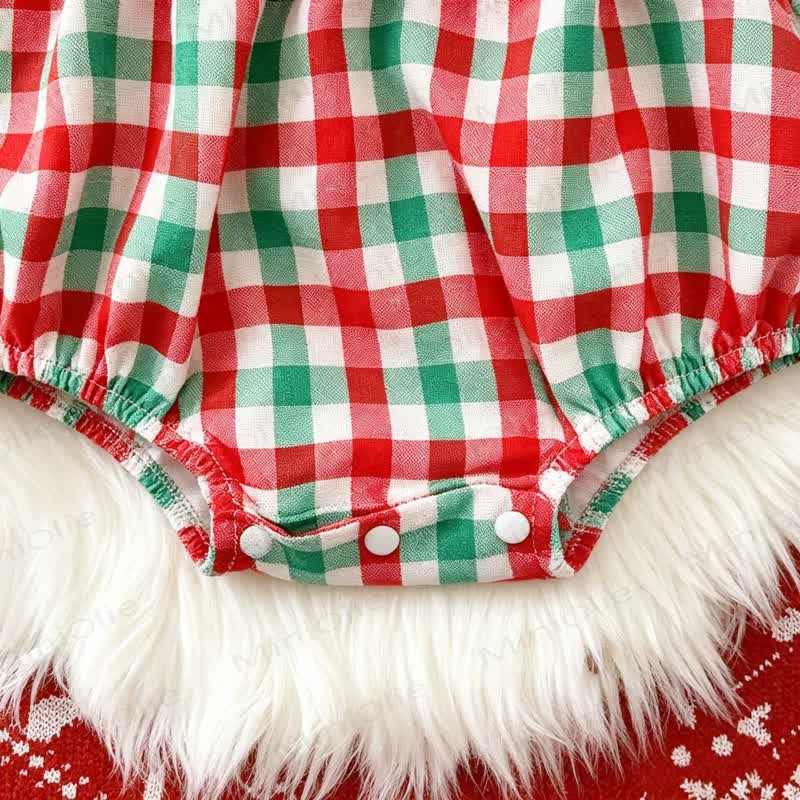 Baby Christmas Gingham Smocked Bodysuit - image 4