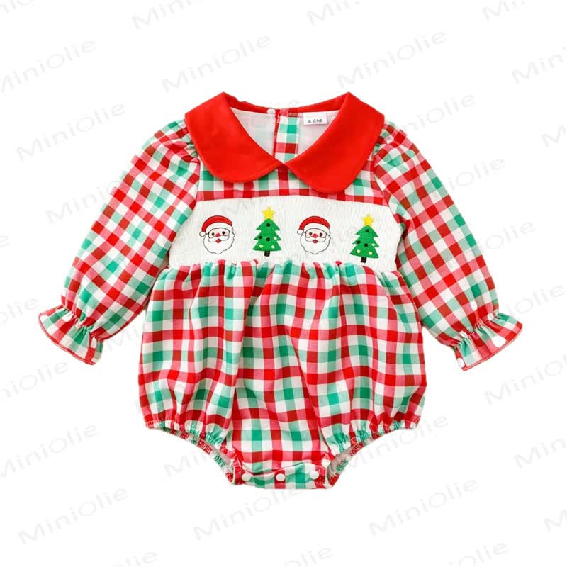 Baby Christmas Gingham Smocked Bodysuit - image 5