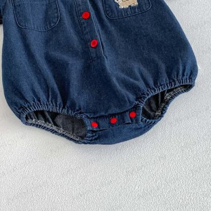 Baby Denim Red Snap Collar Bodysuit - image 8