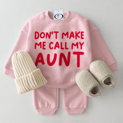 DON'T MAKE ME CALL MY AUNT/UNCLE Baby Pink Sweatshirt 2-piece Set - Pink: AUNT - 2-3T - image 1