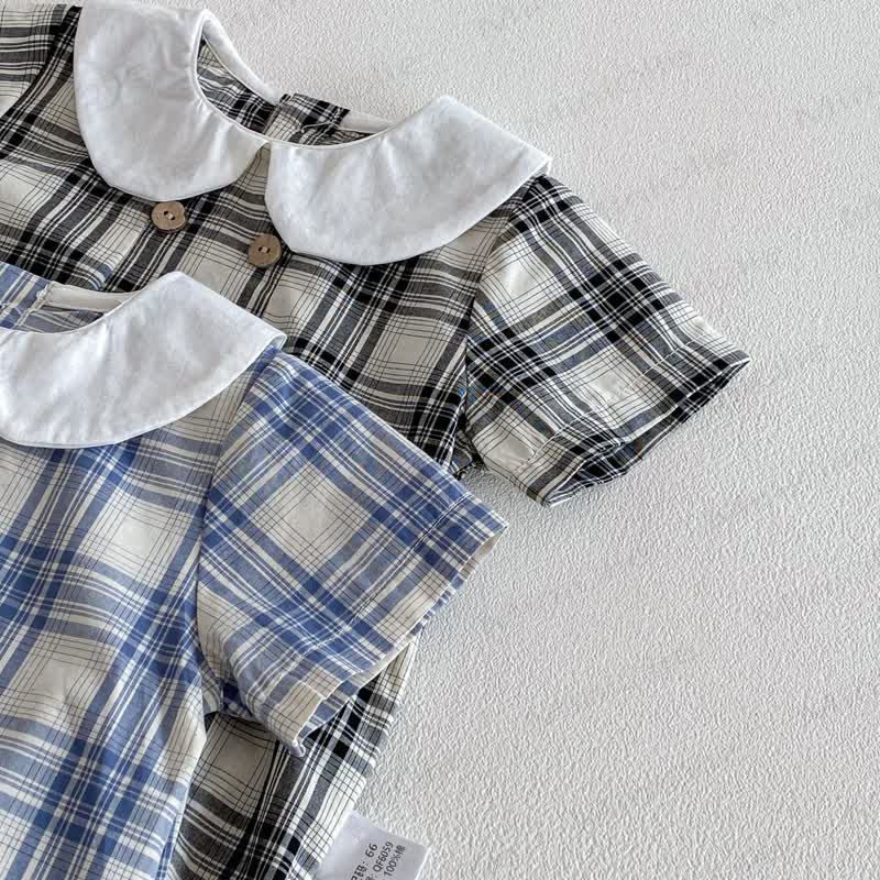 Baby Gingham Peter Pan Collar Bodysuit with Hat - image 8