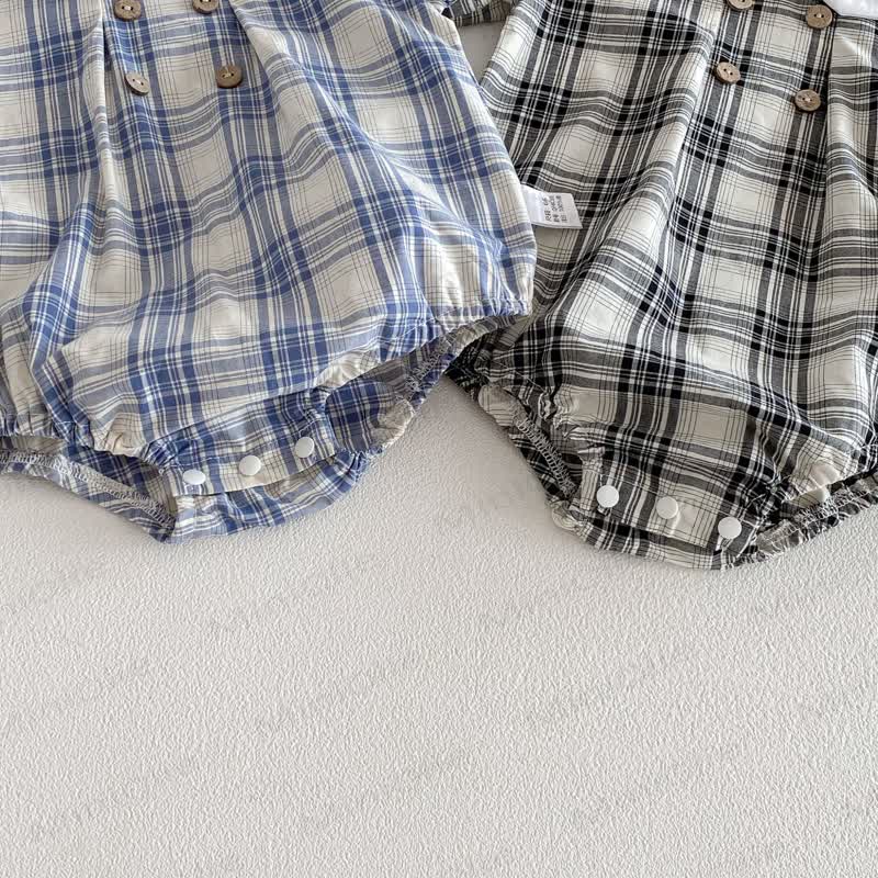 Baby Gingham Peter Pan Collar Bodysuit with Hat - image 11