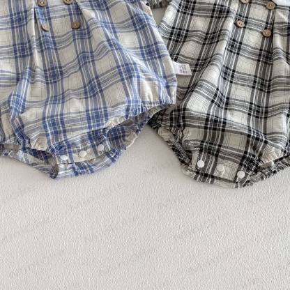 Baby Gingham Peter Pan Collar Bodysuit with Hat - image 11