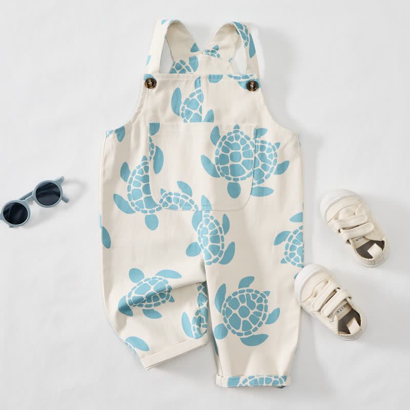 Baby Toddler Beige Sea Turtle Overalls - image 2