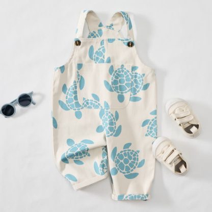 Baby Toddler Beige Sea Turtle Overalls - image 2